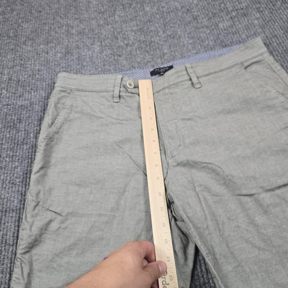 Ted Baker Shorts Mens 36 Gray Olive Stretch Chino Flat Front Casual 9" Inseam - Picture 9 of 12
